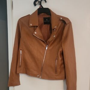 Bagatelle Tan Leather Moto Jacket Asymmetrical Zipper